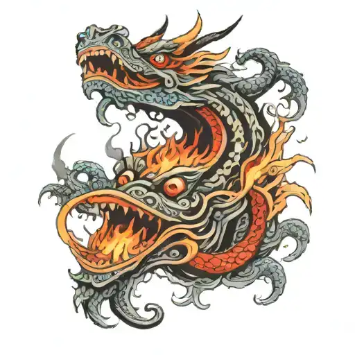 Hunya Mask With Dragon Breathing Fire