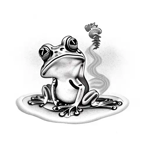 Frog Smoking A Pipe