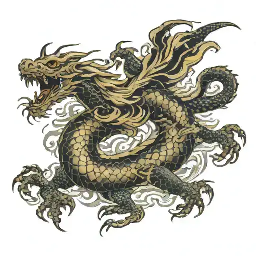 Gold Japanese Dragon Long