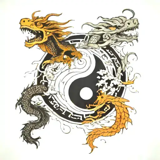 Yin Yang With Dragon