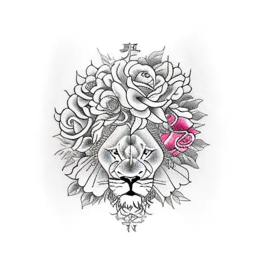 Lion With Roses On Calve