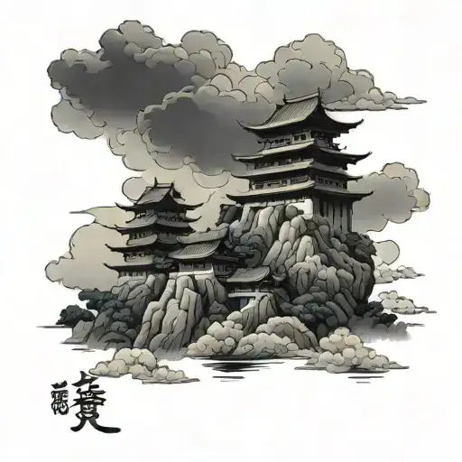Chinese Castle And Clouds