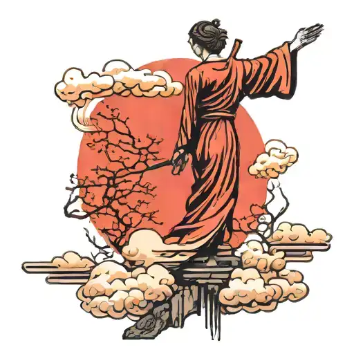 Angel Of The North Statue And Red Moon