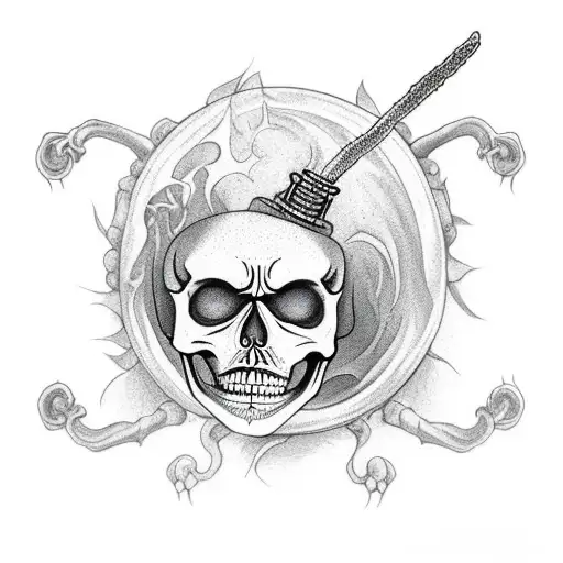 A Full Body Skeleton Making A Potion In A Cauldron