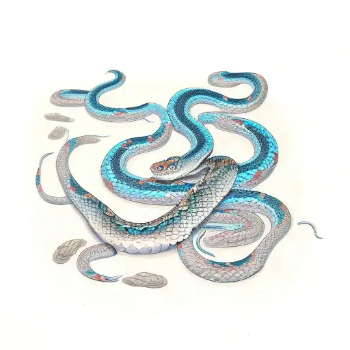 A Snake Slithering Through A Stream Biting