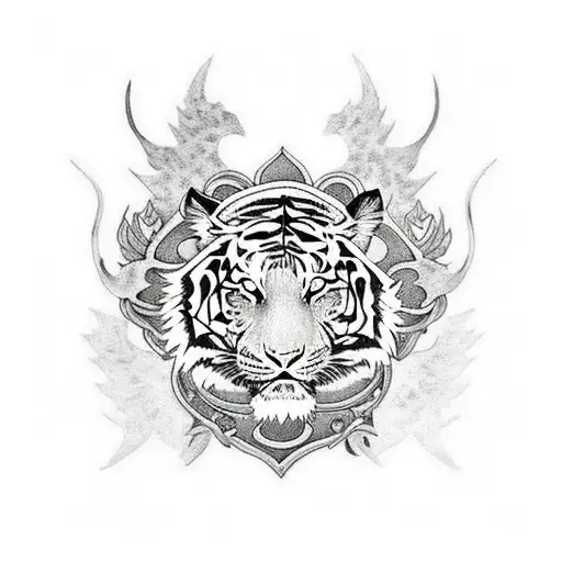 Tiger And Dragon Armor For Half Sleeve To Chest