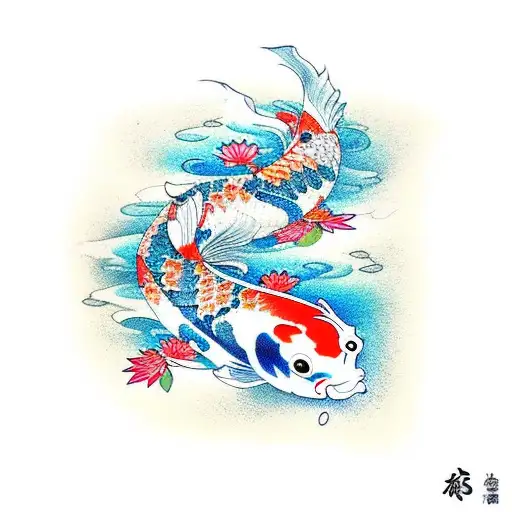 Koi Fish With Cherry Blossoms
