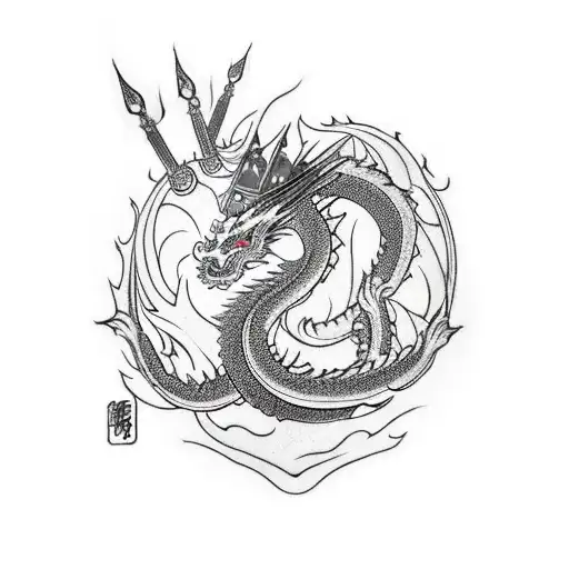 Dragon With A Crown Breathing Fire