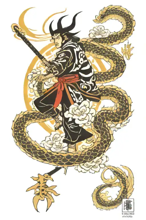 Samurai And Dragon