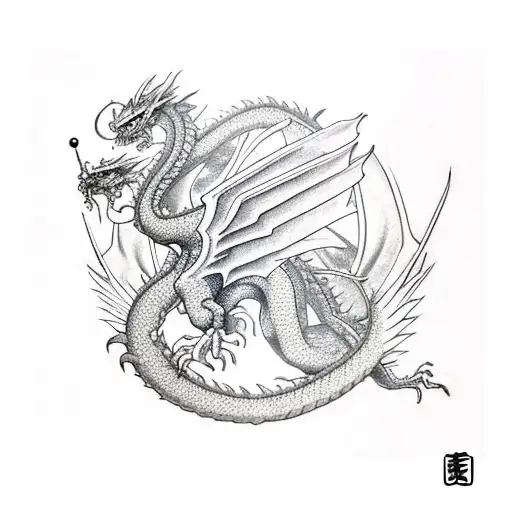 Green Dragon With Wings And A Pokeball