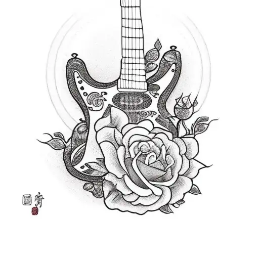Guitar With Rose