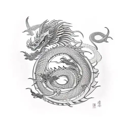 Dragon Wrapping Around Aries