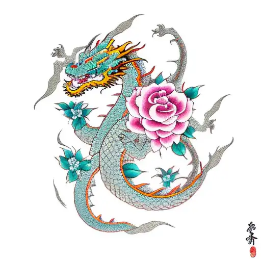Dragon With Roses