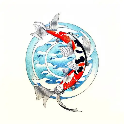 Koi Fish With Yin Yang