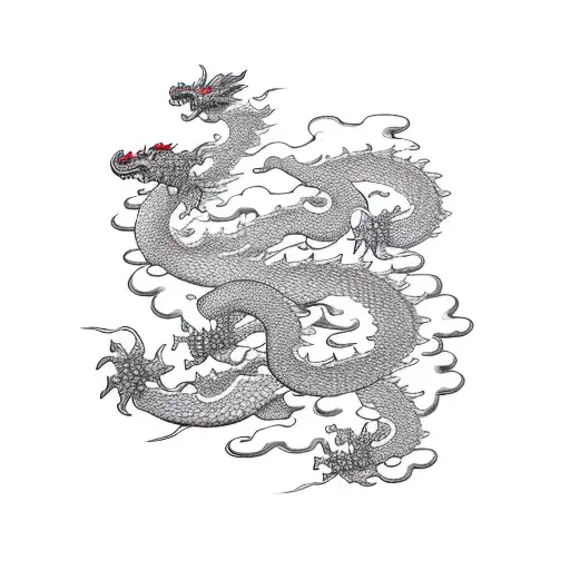 Clouds Of A Dragon With Cherry Blossoms And Orange Blossoms