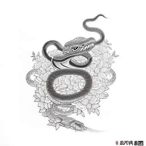Snake And Flowers