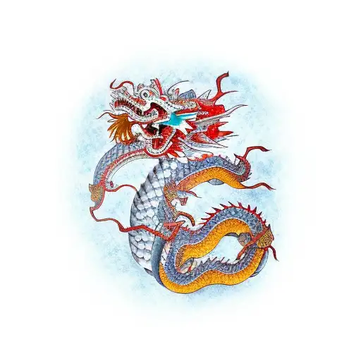 3 Chinese Dragons On Shoulder