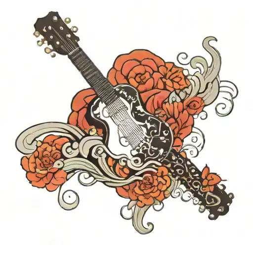 A Guitar With Its Strings Connected To A Fishook