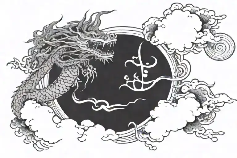 Dragon Flying Into Clouds