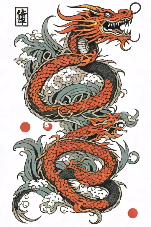 Dragon And Guesha In Japan Tower Tatto