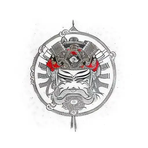 Samurai Com O Fundo Com O Sol