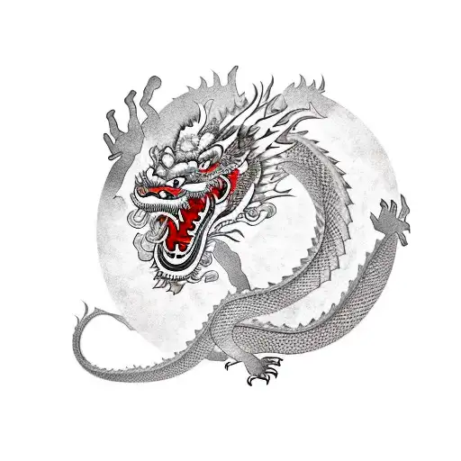 Chinese Dragon Wrapped Around A Tiger