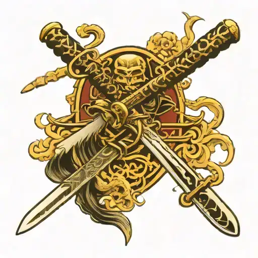 Katana Sword At The Spine With Japanese Concept