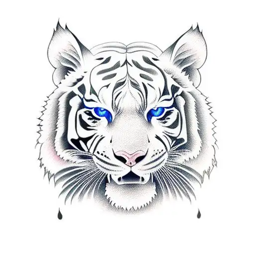 A Full Body White Tiger With Roses