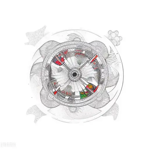 Koi Fish Bicycle Wheel Minimal Geometric