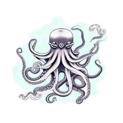 Octopus Around A Rock That Has Chutullu Runes