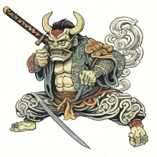 Japanese Oni With A Sword