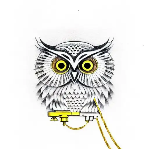 An Owl Wearing A Gold Chain And Holding A Drill Microphone