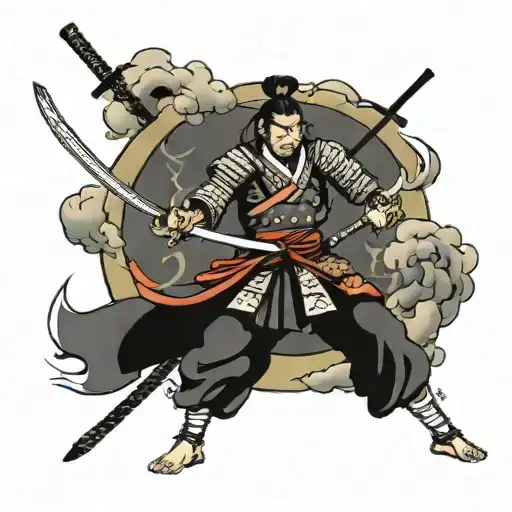 Samurai And Swords Crossed