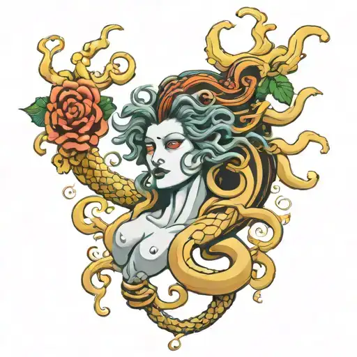Gorgona Medusa Head Tattoo Holding Hands Holding Hands