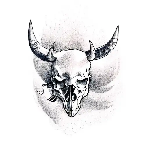 Raven With Bull Skull