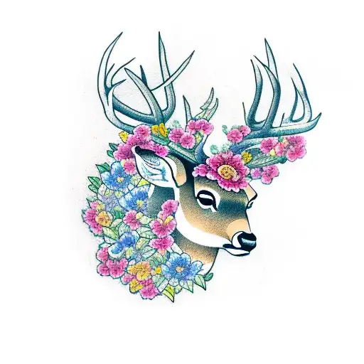 Deer With Flowers