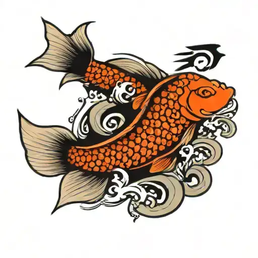 Koi Fish Swimming Though Letters