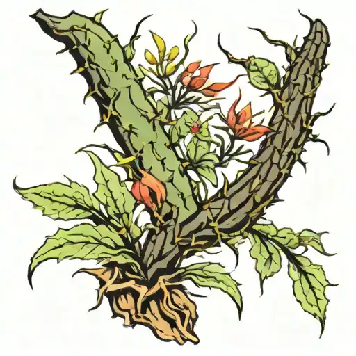 Ocotillo With Cactus Surrounded