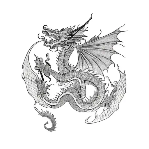 Dragon With Sakura Flowers