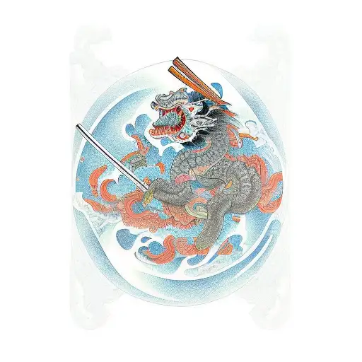 Katana En Fondo Psicodelico