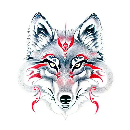 Wolf With Red Eyes In The Moonlight