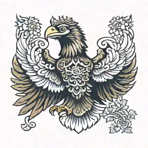 Serbian Eagle With Swedish Three Crowns Symbolizing Royalty