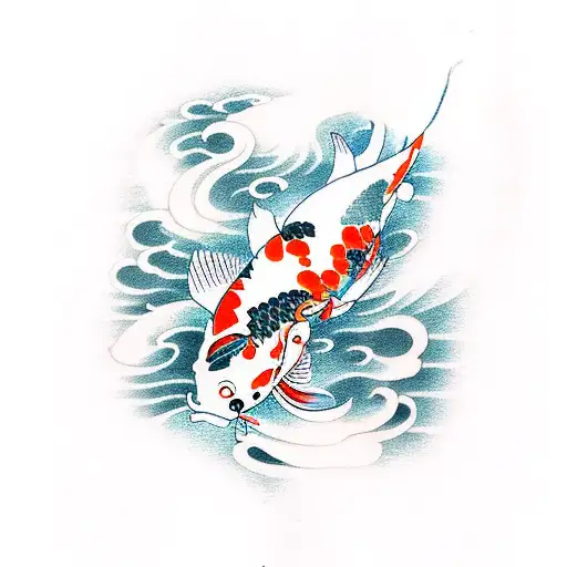 Koi Fish And Japanese Clouds