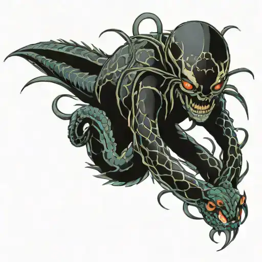 Snake Spider Hybrid Creature Combining Elements