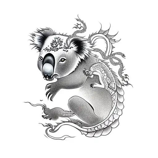 Koala Riding A Dragon