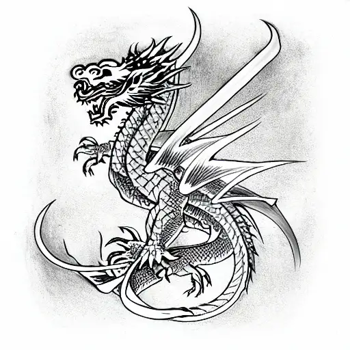 Dragon Holding Swords