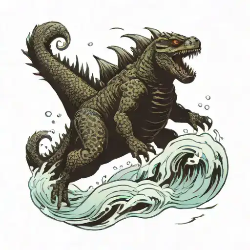 Godzilla Swimming Underwater