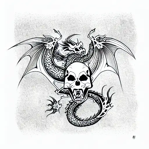 Dragon With Skull