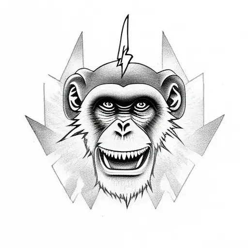 Monkey Head With Lightning Coming Out Eyes