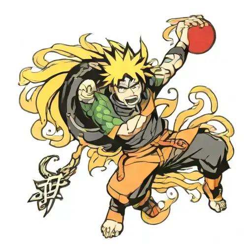 Make Tatoo That Has Anime Character Midoria And Naruto